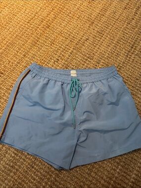 Light Blue Paul Smith Men’s Swim Shorts with Contrast Drawstring